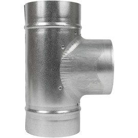 4" Inch T-Shape Ducting Splitter - 90 Degree Galvanized Steel 3-Way Dust Collection Fitting - Branches for Exhaust Fan - Ducting Adapter - Duct Hose Connector