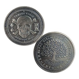 ACGZQY Memento Mori Coin - Tree of Life Memento Vivere Coin Skull Stoic Reminder Sobriety Token DEC Cool Recovery Medallion Gifts