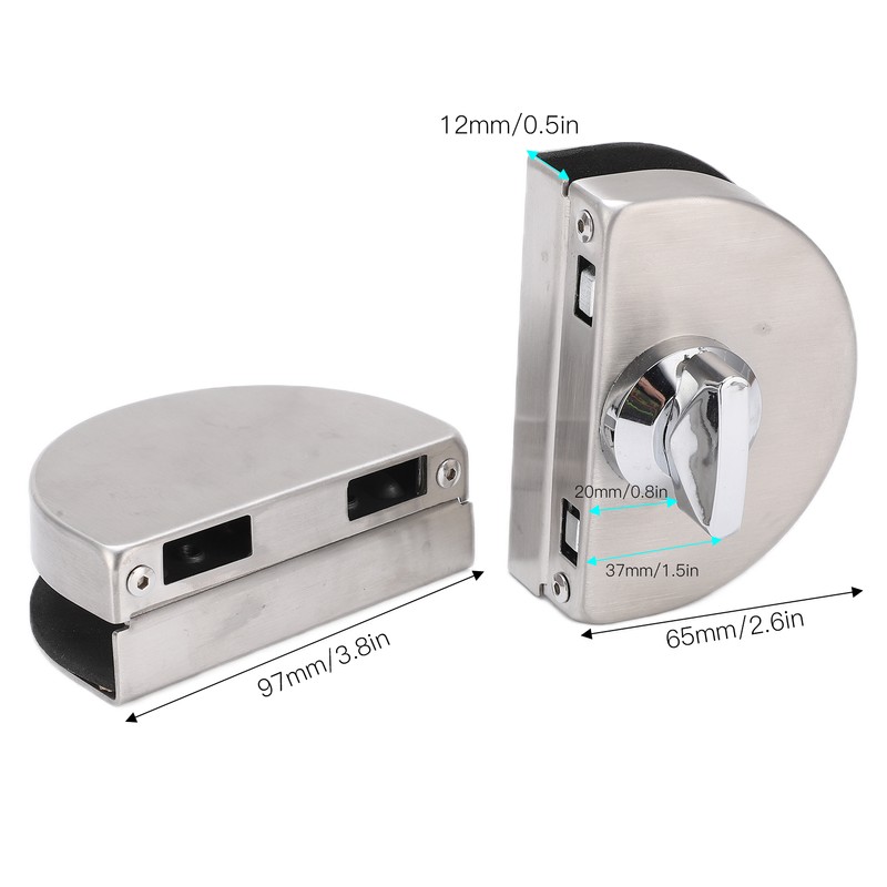Glass Door Lock 97x65mm Split Type Brushed Polished Surface Replacement