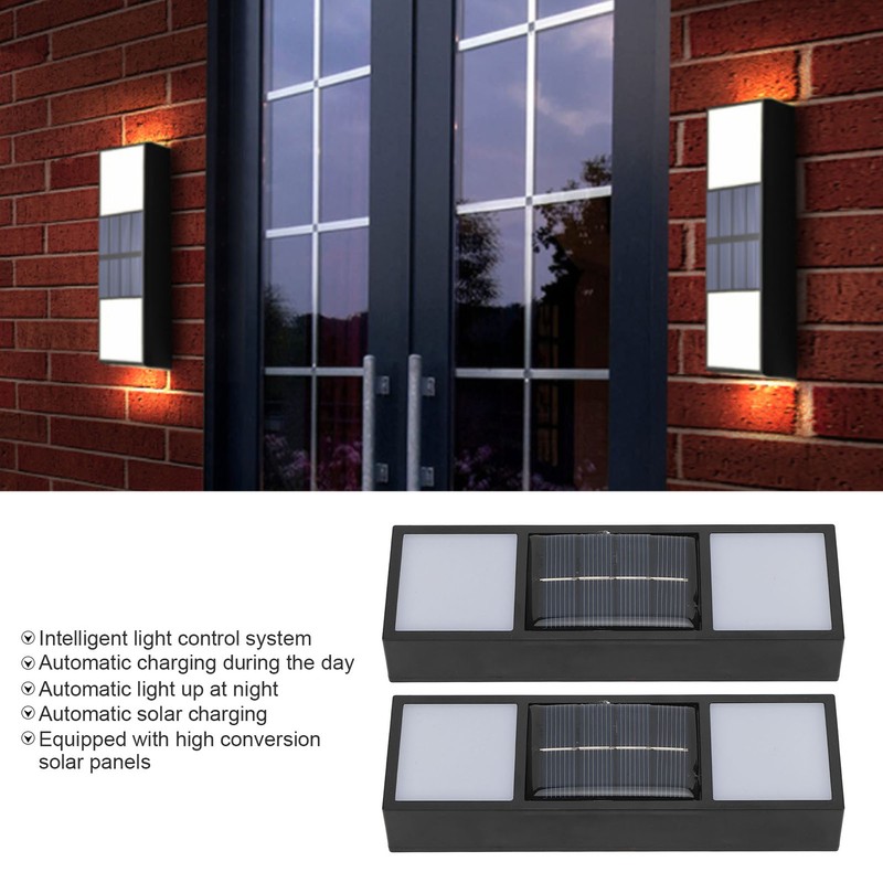 2 Sets Solar Wall Lamp IP65 Protection Grade Bidirectional Multifunctional