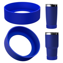 Linkidea Water Bottle Boot Compatible with YETI Rambler Tumbler 20oz/30oz, Travel Mug 20oz/30oz, Straw Cup 26oz, Silicone Bottle Bottom Bumper Protector (Deepsea Blue / 2 Pack)