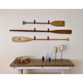 KEYAIIRA - Leather Hanging Oar Wall Decor horizontal boat paddle display strap hanger canoe row hook storage cottage cabin farmhouse beach river kayak ocean decor oar hook paddle holder