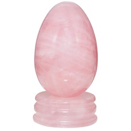 mookaitedecor Rose Quartz Crystal Egg Oval Ball with Stand, Gemstone for Healing Reiki Chakra and Family Decoration Decoration