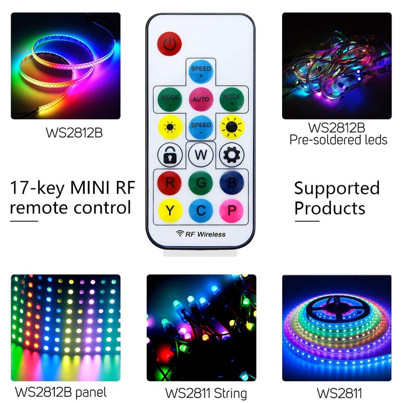 ALITOVE WS2812B WS2811 Addressable LED Controller RF Remote Wireless Mini