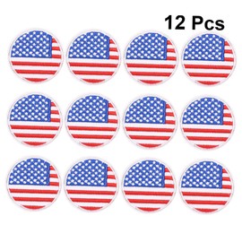 LALAFINA 12pcs Round Flag Cloth Patch Stickers Embroidery DIY Patches for Clothes Jeans Hats