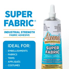 Aleene's Super Fabric Glue, Platinum Bond Adhesive, Super-Strong, Ultra Flexible, Permanent, UV and Waterproof, 1.5 fl oz