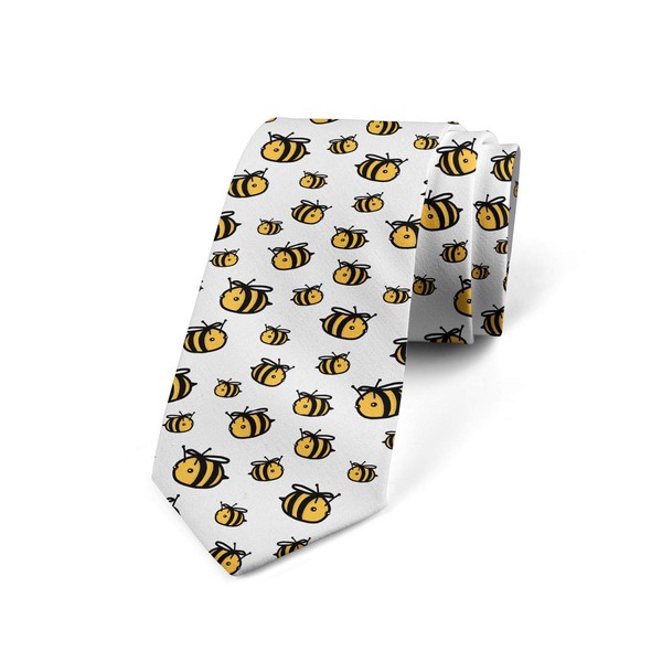 Lunarable Men's Tie, Repetitive Bumble Bees Fun, 3.7", Mustard and