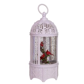 Kurt S. Adler 10.25-Inch Battery-Operated LED Swirl Cardinals in Water Bird Cage