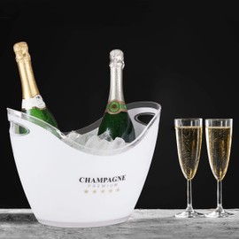 Relaxdays 10028655 Champagne Cooler, Premium 6 L Volume, Drinks Cooler, H x W x D: 25.5 x 34.5 x 26 cm, White