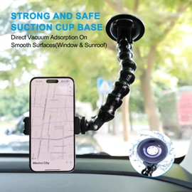 TigoMigo Flexible Gooseneck Suction Cup Car Cell Phone Holder Car Mount Compatible with All 4.0-7.0 inch Phones and Most Action Cameras, Made up of 7 Adjustable Joints can be rotated 360 Degree.