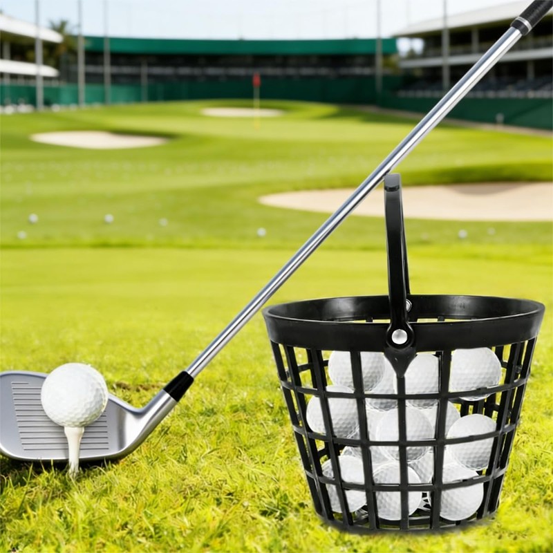 Golf Ball Basket Container Case Bucket with Handle,Holds 50 Balls,Black