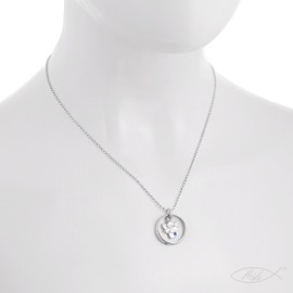 fish Children's Necklace for Girls and Boys, Christening Necklace, 925 Sterling Silver, Blue, Glass, Crystal