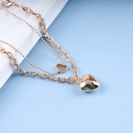 Aneneiceera Layered Fluffy Heart Bracelet Bead Love Heart Wrist Chain Layered Gold Heart Hand Chain Minimalist Boho Charm Bracelet Jewellery Gifts for Women Girls