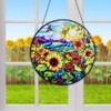 HOTIYOK Sunflower Garden Stained Glass Window Hanging, Round Flowers for