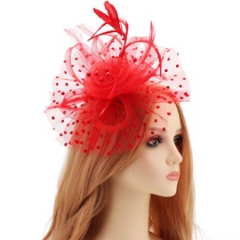 DRESHOW Fascinator Hats for Women Pillbox Hat with Veil Headband and a Forked Clip Tea Party Headpiece, 1 x thicker: Rduk