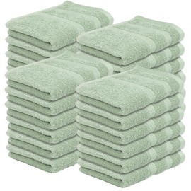 Kaufman - Washcloths for Bathroom, Spa, Gym, and Face Towel 100% Cotton Ring Spun, Ultra Soft Feel and Highly Absorbent Fingertip Towels (24, SAGE Green)
