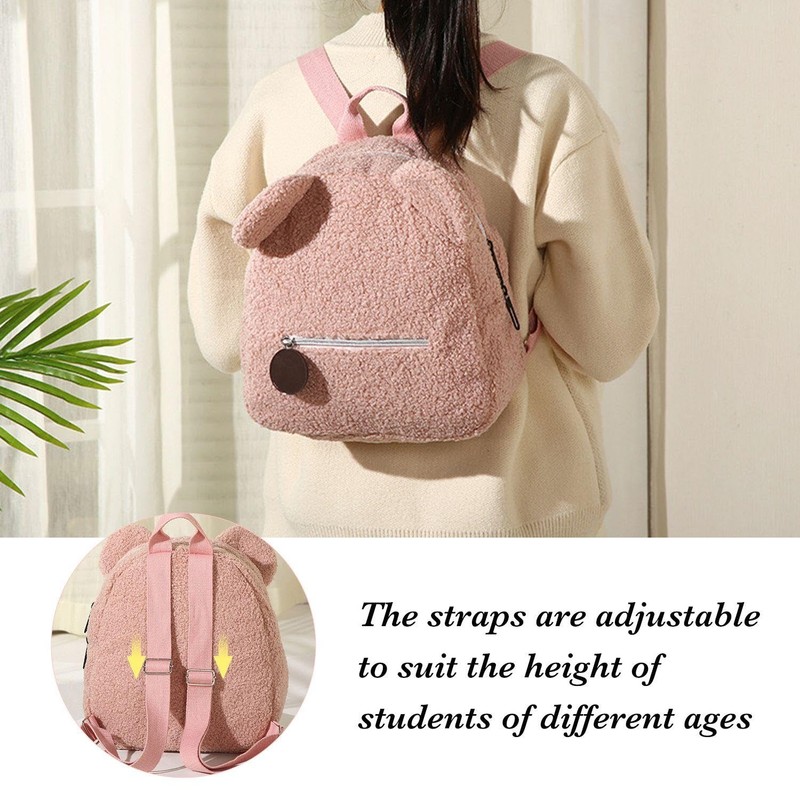 1 Plush Backpack and 1 Fur Ball Keychain, Cute Bear