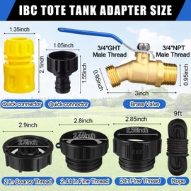 Duraaamo IBC Tote Adapter 275-330 Gallon IBC Tote Water Tank Fittings, Brass Valve with 4 Adapter, 2" Camlock Fittings Garden Hose, Quick Connector(Navy Blue Double Valve,3/4'' Male Npt to 3/4'' GHT)