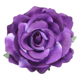PATIKIL Rose Flower Hair Clips, 1 Pack Hairpin Floral Brooches Pin Handmade Fabric Flower Brooch for Lady Bridal Women Hat Dress Shirt Wedding, Dark Purple