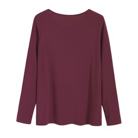 Latuza Women's Viscose Pajamas Top Long Sleeves Sleep Shirt 2X Wine Red