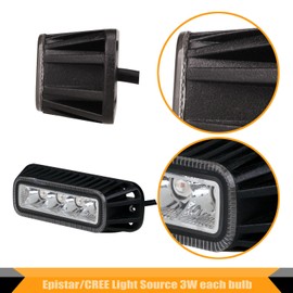 All Star Truck Parts 4 pcs 4" x 1.5" Rectangle LED Amber Strobe Light, 4 LED 12W IP65 Waterproof, Super Bright High Powered Strobe for Towing 6 Flash Patterns (Built in Flasher) Surface Mount 10V-30V