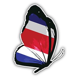 Costa Rica Flag Butterfly Sticker | Car Bumper, Laptop, Water Bottle, Wall, Window Waterproof Vinyl Sticker Decal