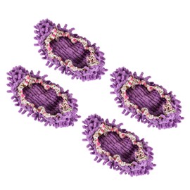 YOKIVE 4 Pcs Washable Cleaning Shoes Covers, Home Multifunction Chenille Microfiber Duster Mop Slippers Foots Sock | House Office Floors (Purple)