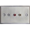 Electrovision Twin Gang Metal 3 Phono A/V Wall Plate