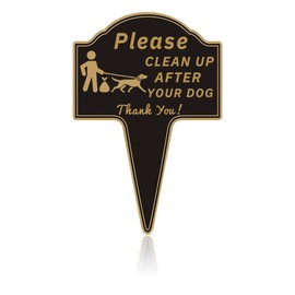 Clean Up After Your Dog Signs with Stakes, Dog Poop Signs for Lawn, No Pooping Sign for Yard, 9.6" x 13.6" Funny Metal Double Sided Yard Sign Easy Install for Outdoor Use (1 Pcs)