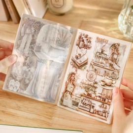 Alideco 20pcs Scrapbook Stickers Vintage Four Seasons Rustic Landscape Literary Girl Sticker Book for Adults Sticker journaling Stickers for Scrapbooking (yuedushiguang)