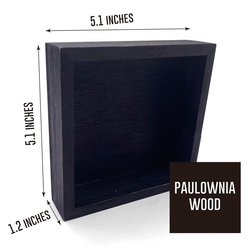 HTBIG Rustic Black Wooden Box Sign - 5.1 x 5.1