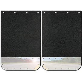 Universal Mud Flap Splash Guard with Mirrored Stainless Steel Weights for Semi Trailer Trucks - 2 Piece Set