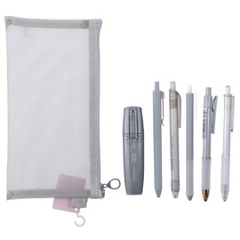GetCoupon 5PCS Gel Pens & 1PC Highlighter & 1PC Mesh Pen Bag, High Appearance Level Set Pen, Retractable Gel Pens(grey)