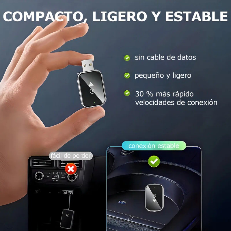 Adaptador Inalámbrico USB CarPlay Android Auto iHogco 2 en 1