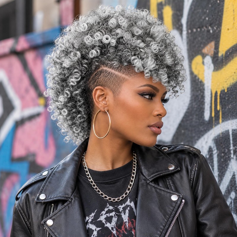 Mohawk Wig for Black Women Kinky Curly Clip in Mohawk