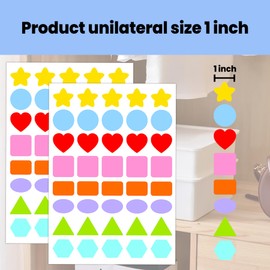 Multi-Shaped Color-Coding Stickers 1 inch Basic Shapes Dot Labels Differ Colorful Round Hearts Stars Triangle Square Rectangle Oval Stickers for Toddlers Kid Student Classroom Office 800pcs