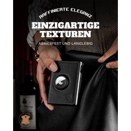 DODENSHA Pepple Airtag Wallet Herren mit XL Münzfach I MagSnap Smart Airtag Wallet I Kartenetui Herren für 10+ Karten I Geldbörse Herren mit RFID Schutz I Portmonee Herren I Schwarz Silber