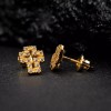 Street Knitted Yellow Gold Plated Sterling Silver Small Iced Cz