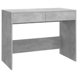 vidaXL Modern Desk Engineered Wood with 2-Drawers, Rectangular Study/Office Table - Concrete Gray - 39.8"x19.7"x30.1"