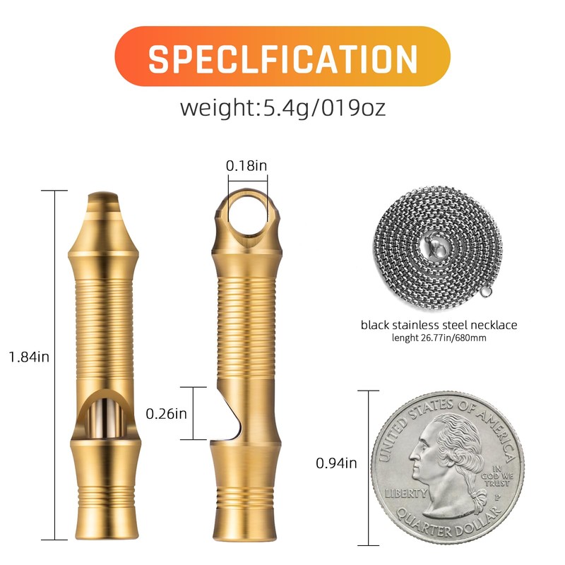 TISUR Titanium Emergency Whistle,EDC Safety Whistles Necklace Loud up to
