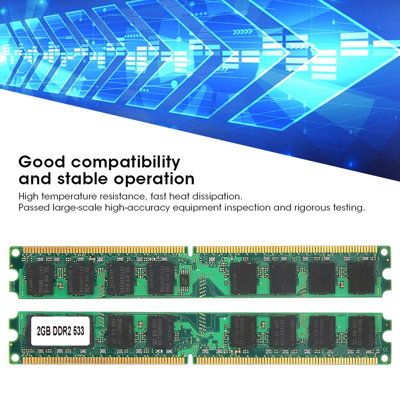 Memory Module Desktop Full Compatible DoubleSided 16Grain DDR2 2GB 533MHZ
