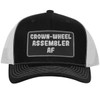 Crown-Wheel Assembler AF - Leather Black Patch Engraved Trucker Hat,