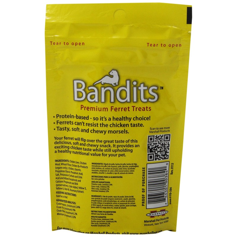 Marshall Pet Products Bandits Premium Chicken Ferret Treats 3 oz.