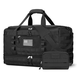 ETRONIK Travel Bag for Men, Tactical Duffle Bag & Weekender Bag for Travel with Toiletry Bag and Shoe Compartment, Carry on Bag Gym Overnight Bag with Wet Pocket for Workout Football Sport, Black