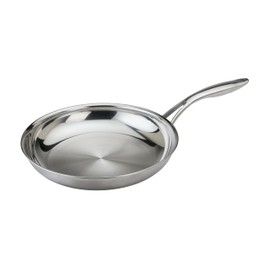 Black Cube Stainless Steel 11-inch Frying Pan, 3 Ply Professional Grade Steel Skillet, Sliver, Dishwasher Safe.