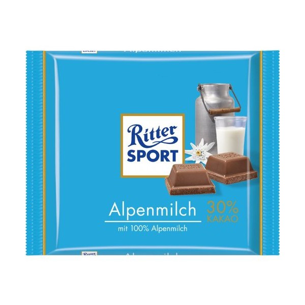 Ritter Sport Alpenmilch (3 Bars each 100g) - fresh from Germany