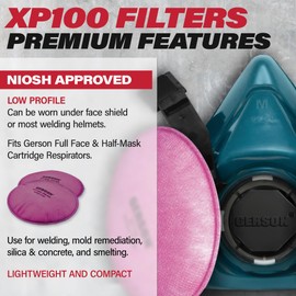GERSON Respirator Mask XP100 Filters - NIOSH P100 Full and Half-Mask Respirator Filters