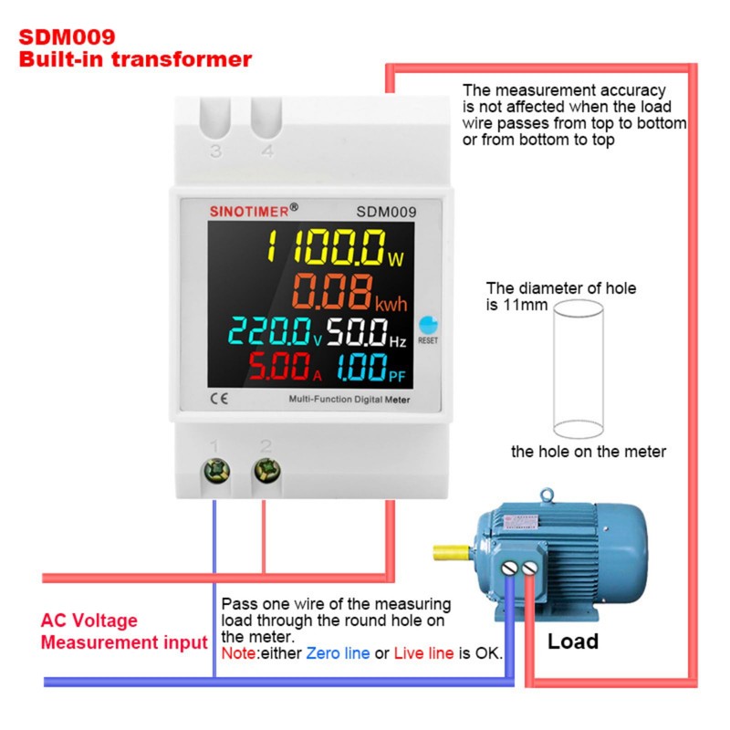 6IN1 Single Phase Energy Meter Din Rail Electricity Usage Monitor
