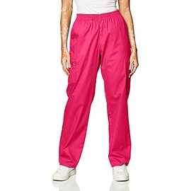 Dickies Women's Signature Elastic Waist Scrubs Pant, Hot Pink, Small