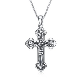 VENACOLY Cross Necklace Sterling Sliver for Women,Jesus Crucifix Pendant Christian Jewellery, Baptism Church Gift For Men